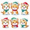 New year emoji funny tiger cub. Cartoon style, New Year, Christmas.