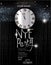 New year eve invitation card with watch, abstract pattern and serpentine