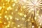 New year fireworks on golden bokeh background and have copy space.