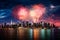 New Year fireworks, holidays celebration concept, fireworks metropolis,