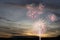 New year fireworks on twilight sky background.