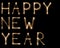 New year font sparkler text greeting on black background