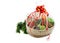 New year gift basket and pine branch