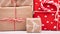 new year gifts for loved ones, stack of christmas boxes with gifts.