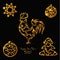 New Year glitter element gold rooster toys