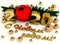 New year gold glossy 3D figures 2020 with Christmas decorations and tree branches on a white background