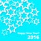 New Year Greeting card with paper effect different colored stars