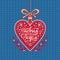 New year greeting card in the shape of a heart. Russian Cyrillic font.