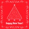 New Year greeting card with a triangular labyrinth. Find the right path to the star. Game for kids. Christmas tree. Maze conundrum