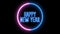 New Year greeting with neon light. Colorful neon, led lights text of `Happy New Year