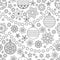 New year hand drawn outline festive seamless pattern with snowflakes
