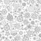 New year hand drawn outline festive seamless pattern with snowflakes