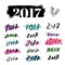 New Year handwritten calligraphy set of numbers 2017. Vector brushpen lettering collection. For holiday and greeting