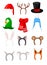 New Year hats set of santa,rabbit,cat,bear,fox,deer for masquerade costumes holiday headdress elements icons illustration i