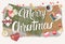 New Year And Merry Christmas Greeting Card Decorated Workspace Desk Top Angle View