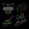 New year neon light set label retro 2016 elements