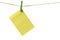 New Year New Goals. Yellow Sticky Note Paper on a clothesline isolated on white. To do list