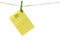 New Year New Goals. Yellow Sticky Note Paper on a clothesline isolated on white. To do list