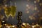 New Year New Year\\\'s Eve Sylvester celebration holiday greeting card background - Cubes with year 2025 and sparkling wine or