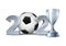 New Year numbers 2021 with soccer ball isolated on white background.