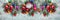 New year panorama .Christmas background with clock, Christmas tree branches, colorful, Christmas balls and snowflakes