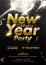 New Year Party Celebration Invitation, Flyer Design with Disco Ball and Lighting Effect.