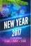 New Year party poster design with fireworks light. New year disco flyer template.