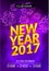 New Year party poster design with fireworks light. New year disco flyer template.