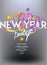 New year party poster with levitating garland , ribbons and balls.