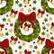 New Year pattern with christmas decoration elements. Happy holidays pattern with bell, stars, wreath on a white background.