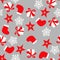 New year pattern - santa, star, gift, sock,  snowflake