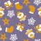 new year pattern - santa, star, gift, sock, snowflake
