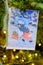 New Year postcard with Santa Claus driving a sled with gifts - Moscow, Russia, December, 24, 2019