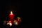 New year red candle with balls. Happy New Year. Writing space,