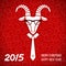 New year red card with goat.Vector business greeting card