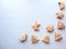 New year`s baking-delicious shaped cookies - on a light background, top view, close-up, space for text-the concept of making