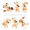 New Year`s card with funny dogs dancing, singing and playing guitar