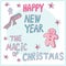 New Year`s and Christmas. Inscriptions. Winter holiday. Christmas tree, cookies, warm scarf. celebration. Beautiful snowflakes. Se