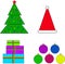 New year`s Christmas set of 4 colored items
