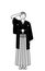 New Year\\\'s Day and weddings, Senior man wearing Hakama with crest making a salute