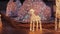 New Year\\\'s decor near the shopping center. Glowing figures of deer from a garland