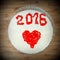 New Year\'s dessert jelly with an inscription 2016