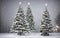 New Year\\\'s, elegant Christmas trees under the falling snow