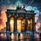 New Year\'s Eve at the Brandenburg Gate. New Year\'s fireworks in the sky over Berlin