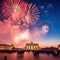 New Year\'s Eve at the Brandenburg Gate. New Year\'s fireworks in the sky over Berlin