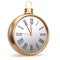 New Year`s Eve clock midnight countdown Christmas ball gold