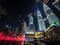 New Year`s Eve Coloured Fountains at the Petronas Towers