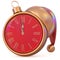 New Year`s Eve last hour countdown Christmas ball clock red