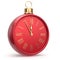 New Year`s Eve time alarm clock bauble Christmas ball red