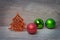 New Year\'s pine tree with three xmas balls